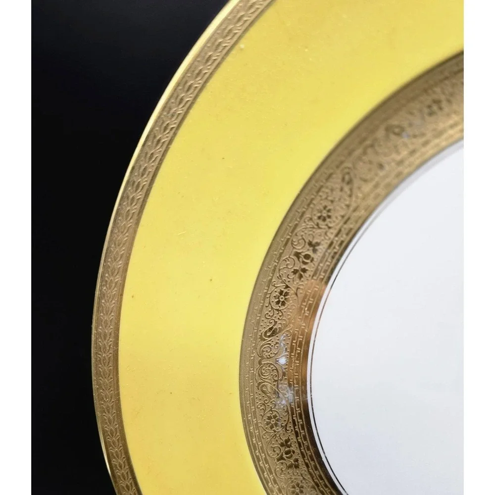 Set/2 Rosenthal Ivory Porcelain Dinner Plates Yellow 10.25
